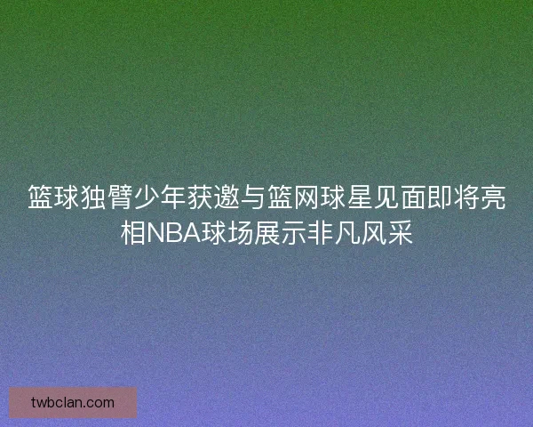 篮球独臂少年获邀与篮网球星见面即将亮相NBA球场展示非凡风采